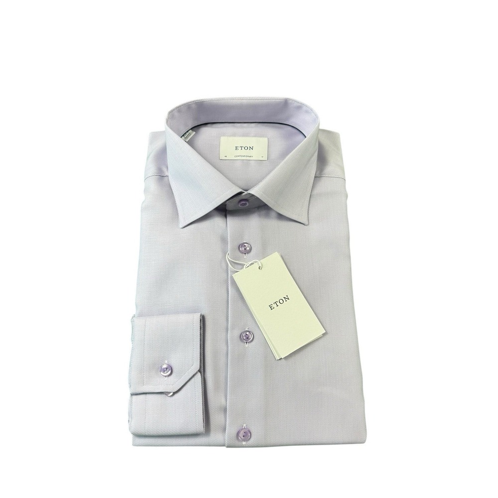 ETON Contemporary Light Purple Blue Current Cotton Men's Button Front 17/43 NWT